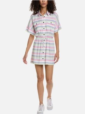 Chaser Pastel Striped Drawstring Mini Dress in Pink, Mint, Lavender
